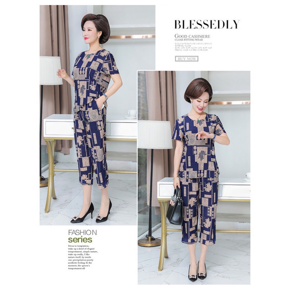 bộ mặc nhà trung niên mùa hè  thun lạnh