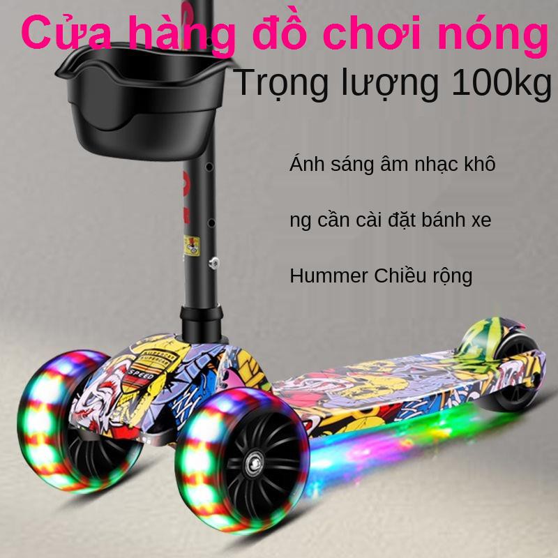 Xe trượt Scooter Trẻ em Ba bánh và Bốn 2-3-5-6-12 Tuổi đồ chơi nhấp nháy cho bé trai gái tay ga