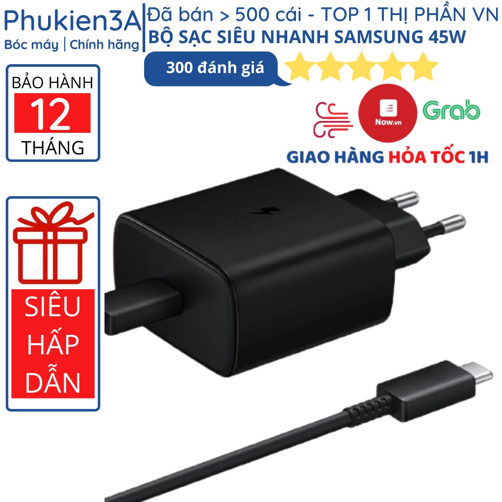 Bộ sạc siêu nhanh Samsung 45w chính hãng note 10 20 plus s20 s21 s22 ultra 3astore