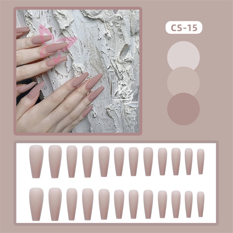 Set 24 Móng Tay Giả Nina CS-15 Màu Hồng Xám Thời Trang Cá Tính