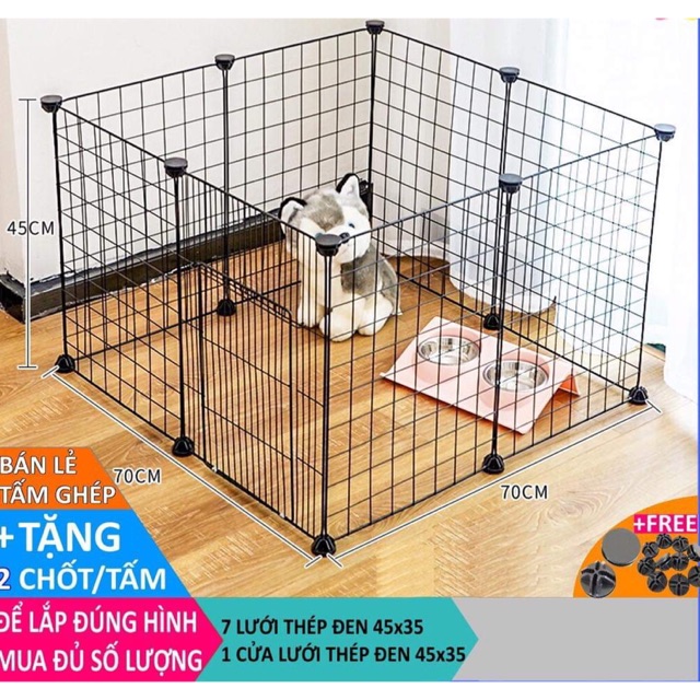 chuồng quây chó mèo thỏ gà cho thú cưng. Quây lắp rộng 70cm sâu 70cm cao 37cm hoặc 47cm