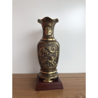 Lọ hoa long phượng bằng đồng màu giả cổ cao 36cm