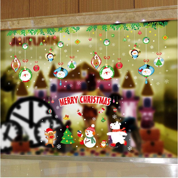 Decal trang trí Noel - Các nhân vật Noel vui chơi cùng nhau