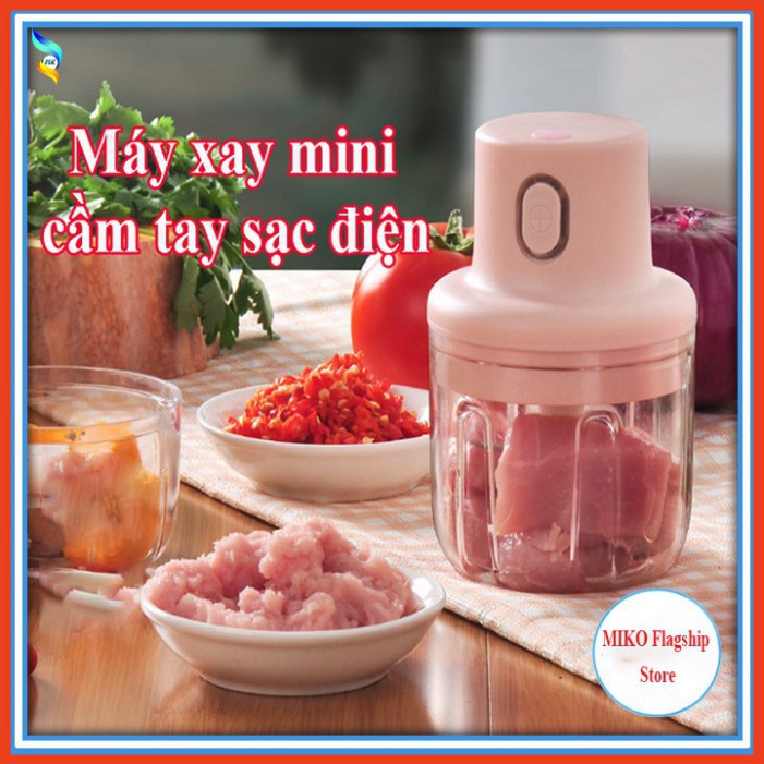 [RẺ VÔ ĐỊCH] Máy Xay Mini Sạc Điện NATIKA 250ml Xay Bột Ăn Dặm, Xay Hành,Tỏi, Rau Củ, Xay Thịt, Có Cổng Sạc USB, Nhỏ Gọn