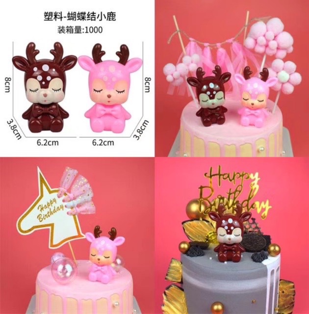 [Freeship] Combo 2 Bé Hươu Trang Trí Bánh Kem