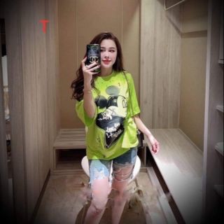 ÁO PHÔNG MICKEY MÀU XANH NEON SIÊU HÓT