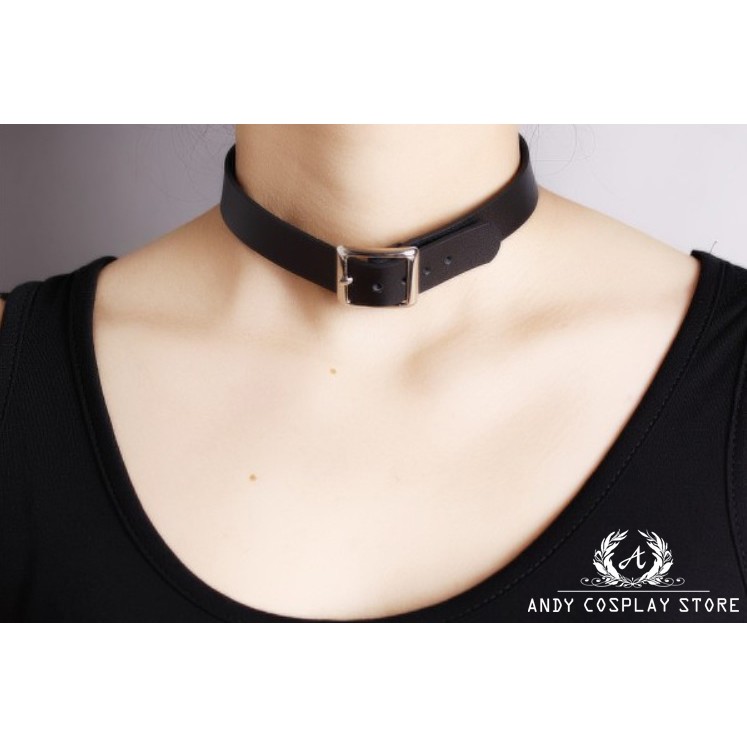 Vòng cổ choker harness giả da trơn