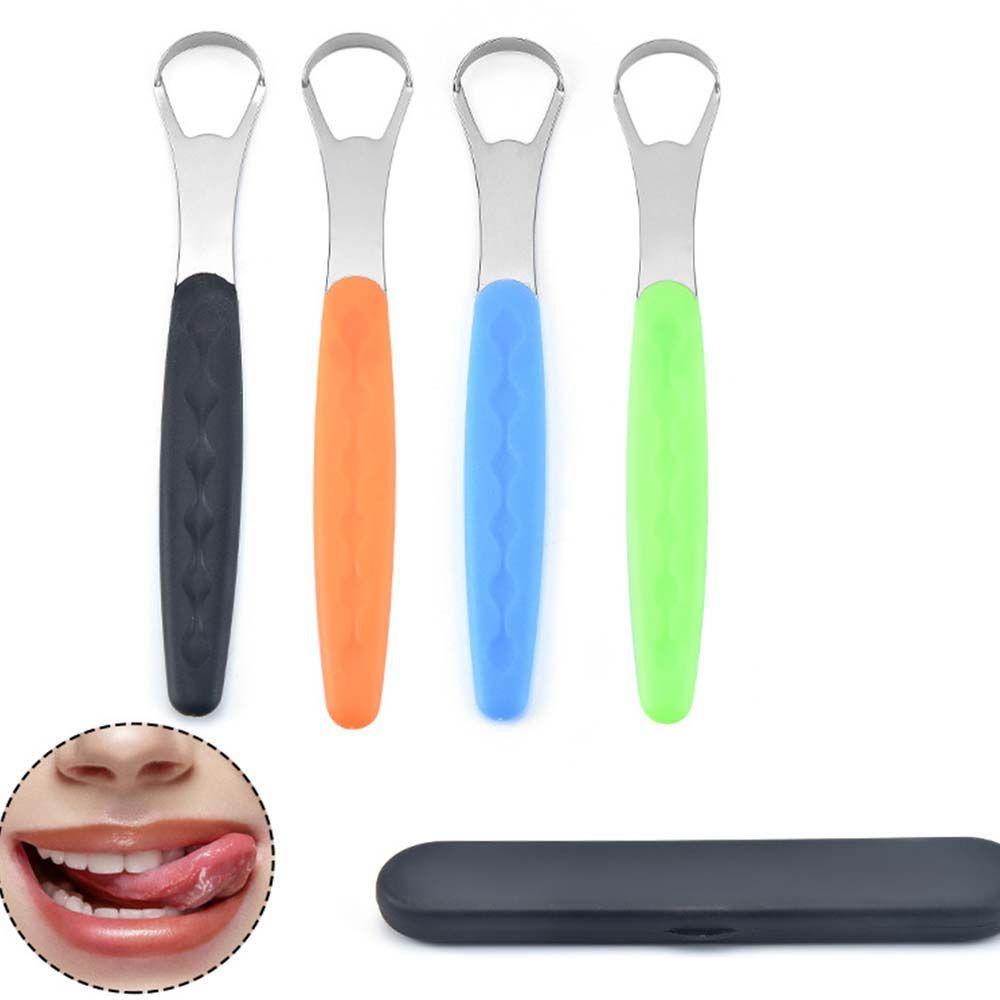 Dụng Cụ Cạo Lưỡi Bằng Thép Không Gỉ Chống Trượt Kèm Hộp Đựng