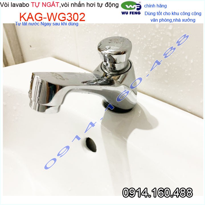 Vòi lavabo nhấn tự ngắt nước Wufeng KAG-WG302, vòi bán tự động ngắt nước tiết kiệm nước sử dụng tốt hiệu suất tốt
