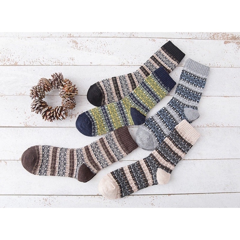 [TonaShoe] Tất Thổ Cẩm Vintage Cổ Cao Đủ Màu M8