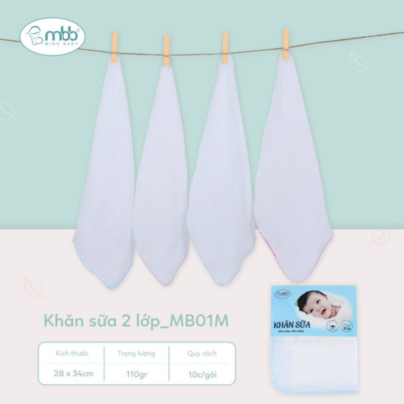 Set 10 khăn sữa xô trắng Dokma (Mbb)