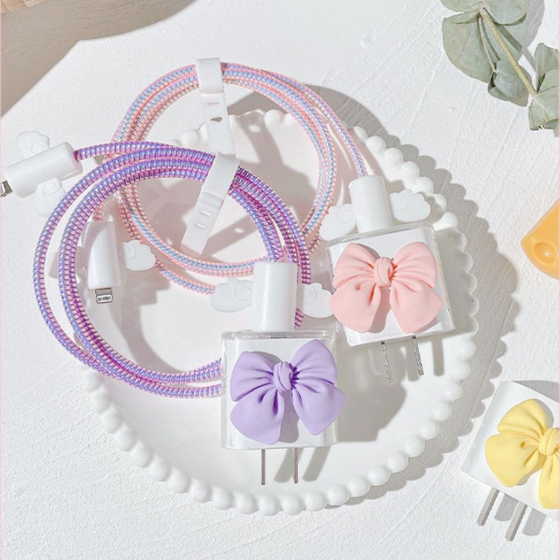 Suitable for IPhone20W/18W/5W Charging Head Protective Cover Bow Transparent Sleeve