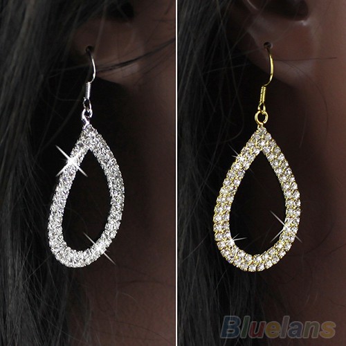 Bông Tai Hình Giọt Nước Đính Đá Thoải Mái Thời Trang Dự Tiệc