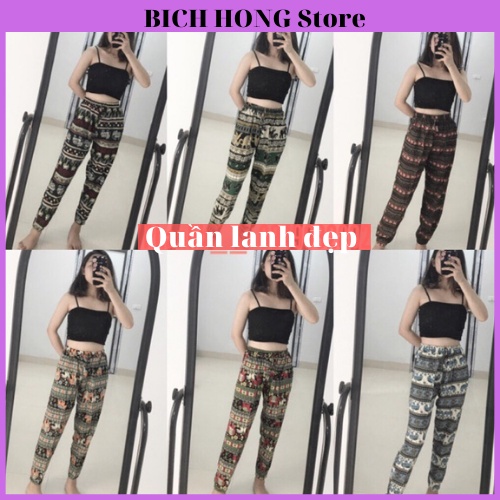 Quần Lanh Dài Nữ Ống Rộng Bo Gấu Có Túi Chất Vải Nhẹ Mát Freesize Bigsize