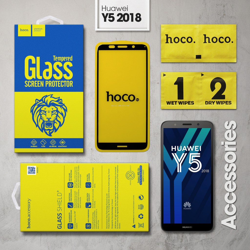 Cường lực Huawei Y5 2018 hiệu Hoco.tw Full viền màu