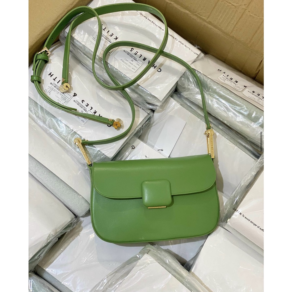 túi kẹp nách + đeo chéo nữ CK2-20270818 xanh lá hàng auth tuồn