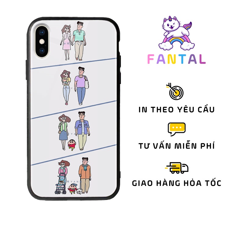 Ốp Kính Ip Hình Gia đình và Shin bút chì Cuốn Hút FANTAL Cho Iphone 7/8/6/6S/Plus