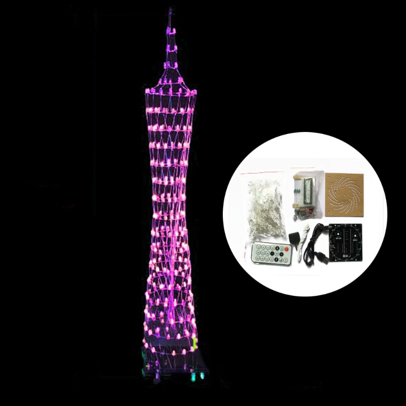 Yin Bộ Đèn led Điện Tử 16 Lớp Tự Làm Hình Tháp Đầy Màu Sắc
