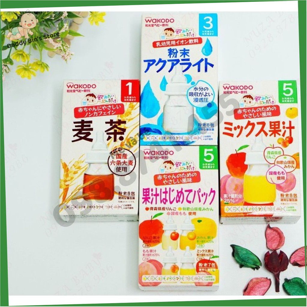 Trà Wakodo cho bé vị lúa mạch, vị hoa quả, vị trà xanh