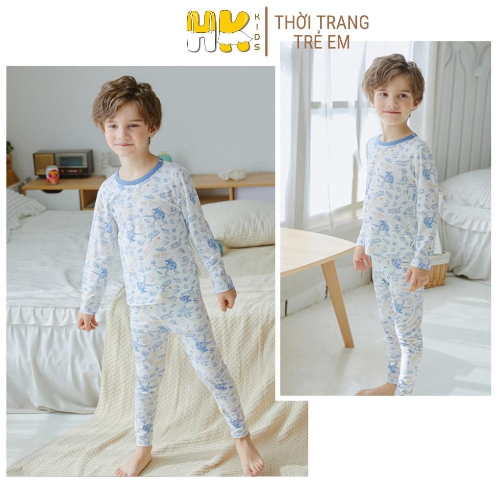Bộ quần áo dài tay 4 mùa cho bé HK KIDS, chất pettit thun lạnh mềm mại và mát cho bé mặc phòng điều hoà size 90-160
