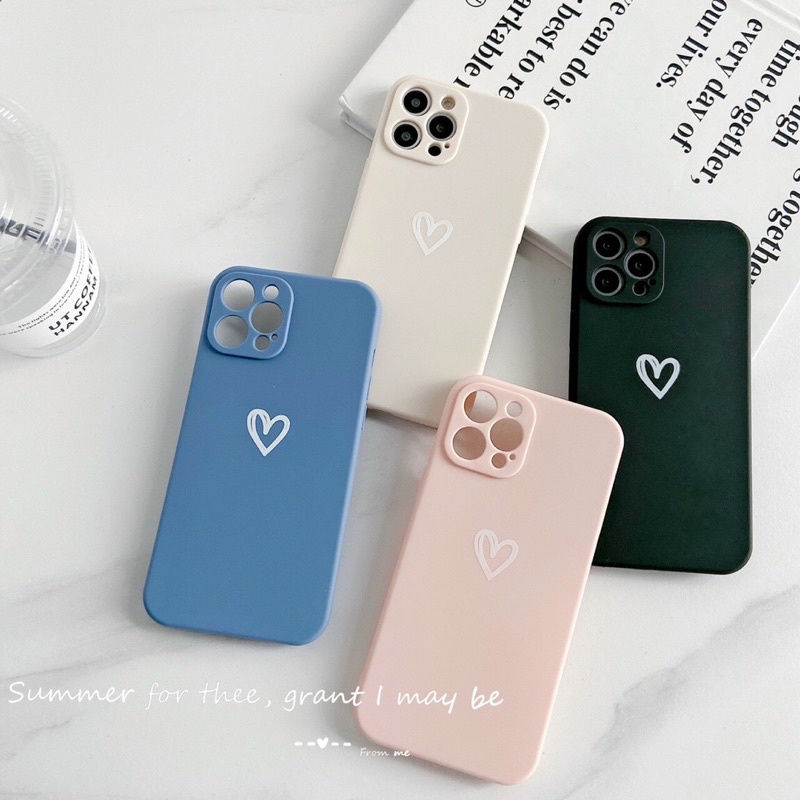 Ốp lưng hình trái tim cute cạnh vuông giả ip12 5/5s/6/6plus/6s/7/7plus/8/8plus/x/xr/xs/11/12/pro/ma