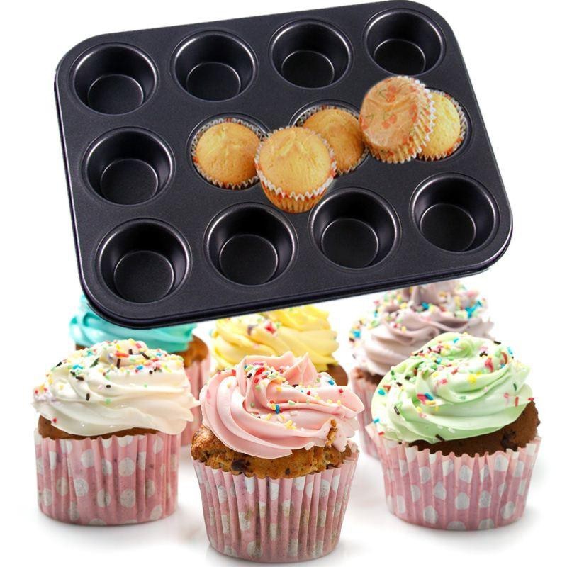 Khuôn cupcake chống dính cao cấp 6 -12 ô lớn/ Khuôn nướng bánh muffin