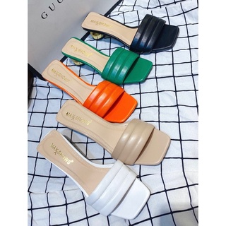 ❤️ Guốc bản Da quai ngang 5F gót tạ Vàng cao cấp quai ngang