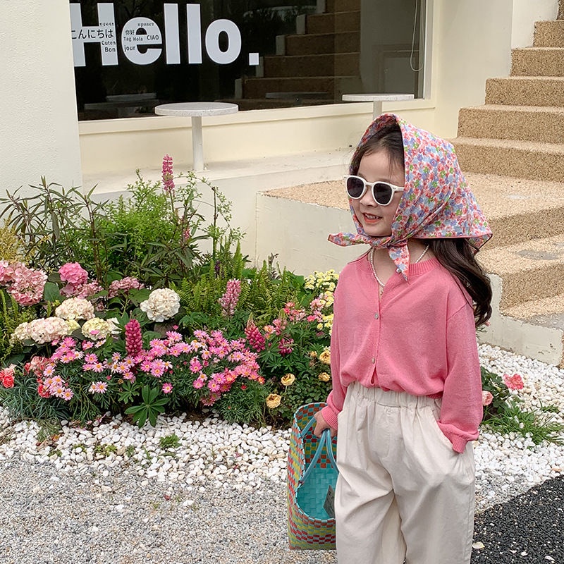 Áo Khoác Cardigan Dệt Kim Màu Trơn Chống Nắng Phong Cách Nhật Hàn Thời Trang Mùa Hè Cho Bé Gái
