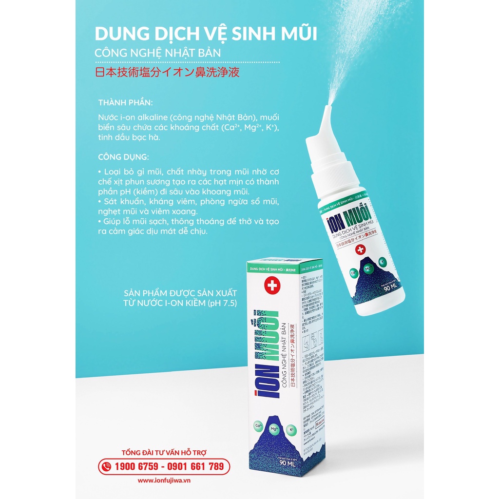 Dung dịch vệ sinh mũi - Xịt Mũi ion muối Fujiwa 90ml Thùng 12 chai