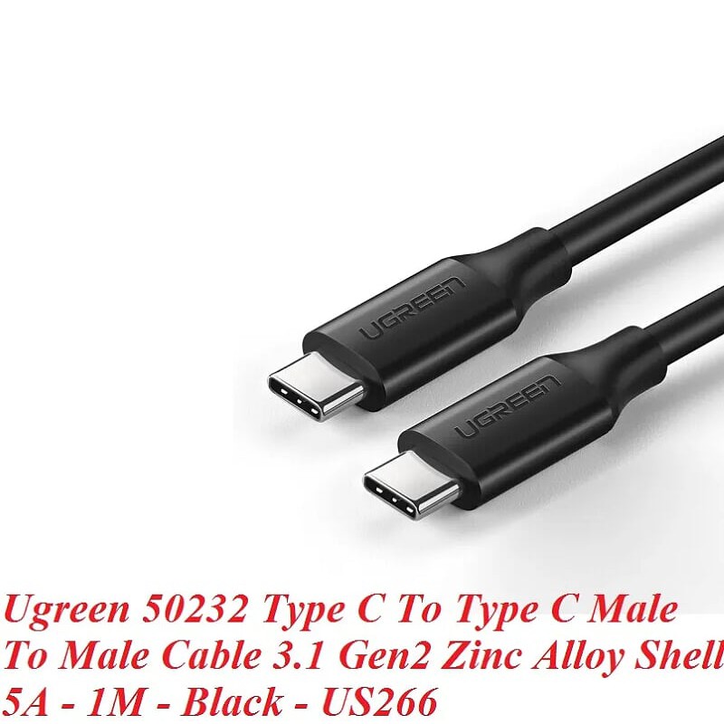 1m 3.1 gen 2 cáp usb 2 đầu type c 5A hợp kim mạ nickel Ugreen 50232 US266 | BigBuy360 - bigbuy360.vn