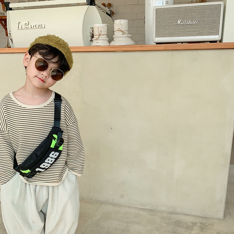 Túi Đeo Chéo Ngực Vải Canvas In Chữ Thời Trang Dành Cho Bé Trai 1-6 Tuổi