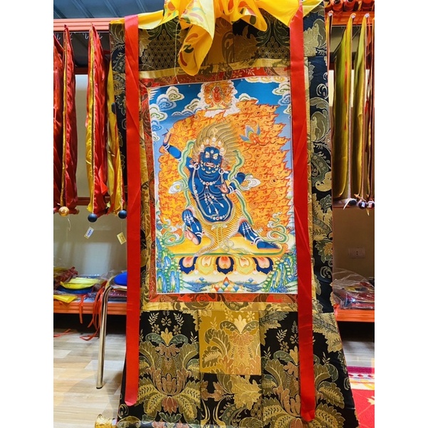 Thangka gấm nâu 125x65cm