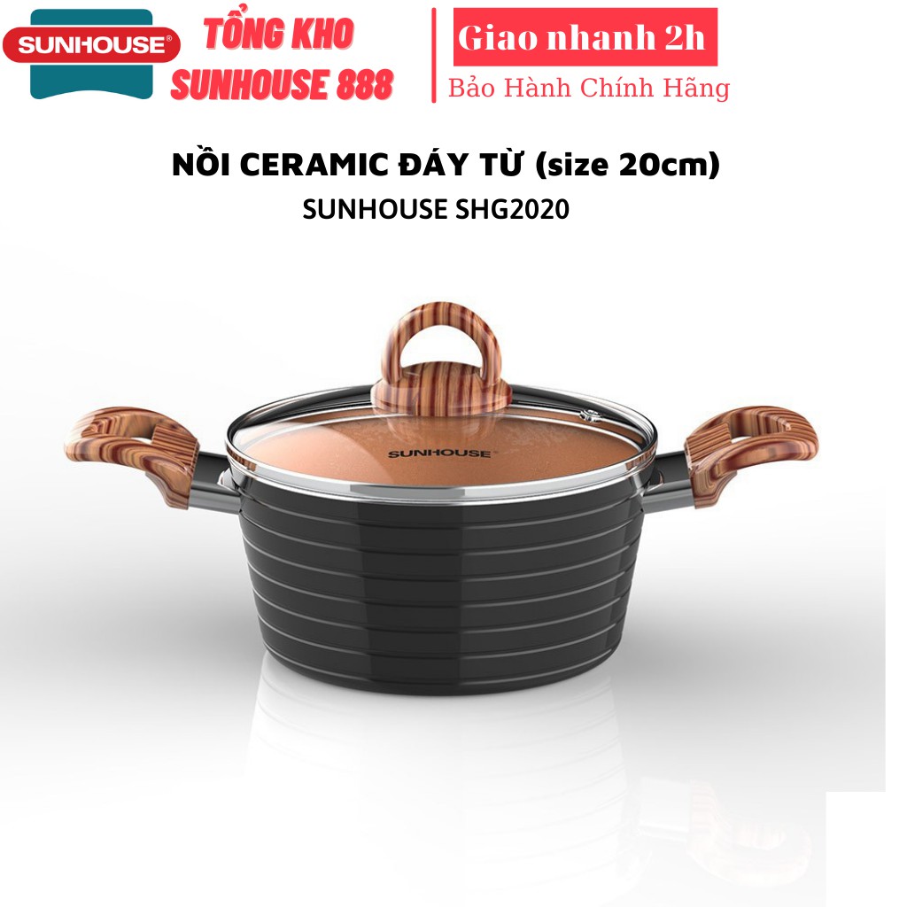 Nồi Ceramic đáy từ Sunhouse SHG2020MCA Sử dụng được cho mọi loại bếp