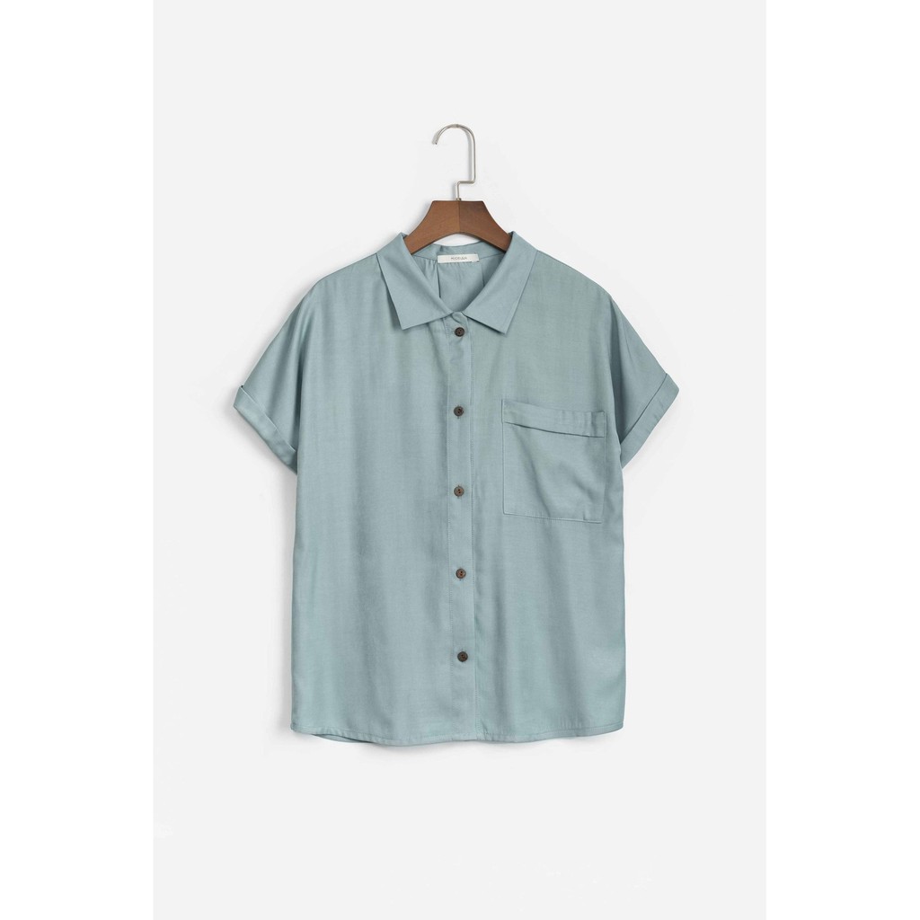 Áo sơ mi basic tay ngắn nữ MADELEN cánh dơi nhiều màu vải tơ lụa phong cách công sở | BigBuy360 - bigbuy360.vn