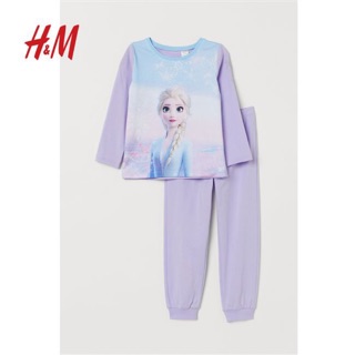 Bộ cotton dài HM Elsa tím 1-10Y (có ảnh thật)