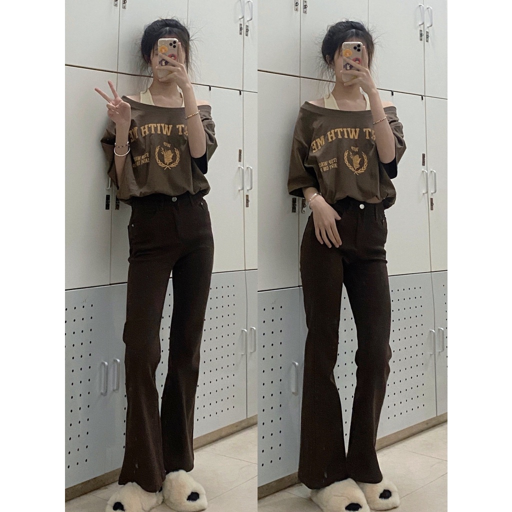 SEZO QKOOLE Áo croptop Trễ Vai Ngắn Tay Thời Trang Vintage Hàn Quốc Cho Nữ