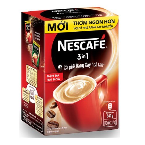 Com bo 3 hộp NESCAFÉ 3in1 Cà Phê Rang Xay Hòa Tan Đậm Đà Hài Hòa (20 gói x 17g)