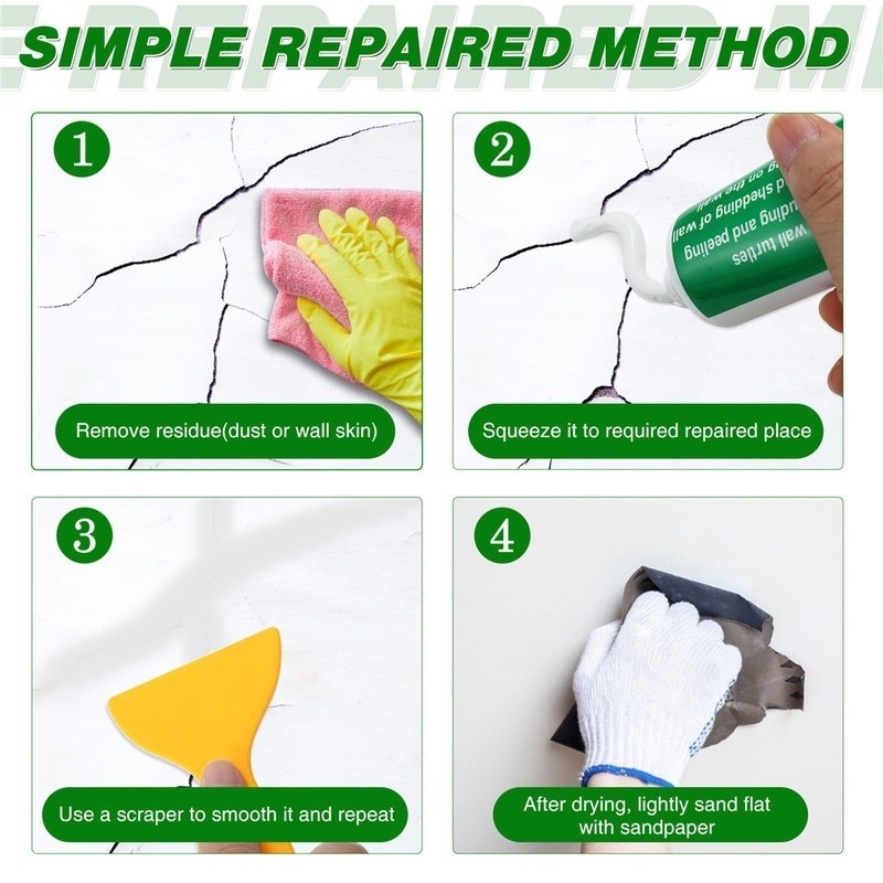 Lọ 100g Dung Dịch Sửa Chữa Tường Màu Trắng Xanh Lá Thân Thiện Với Môi Trường Chống Nứt Nẻ Chống Thấm Nước Nhanh Khô