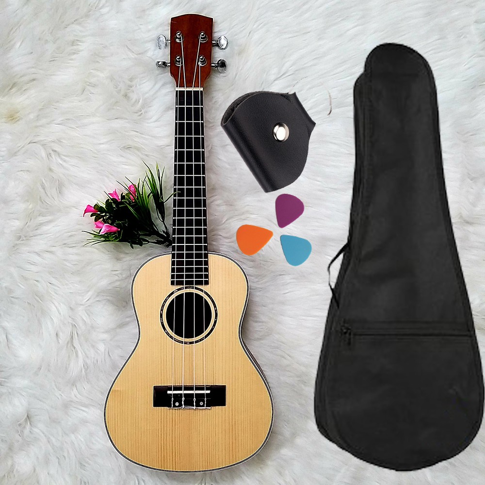 Đàn Ukulele Concert (23') gỗ nguyên tấm - Tặng kèm phụ kện Giáo trình, Bao, Pick, Pick Bag