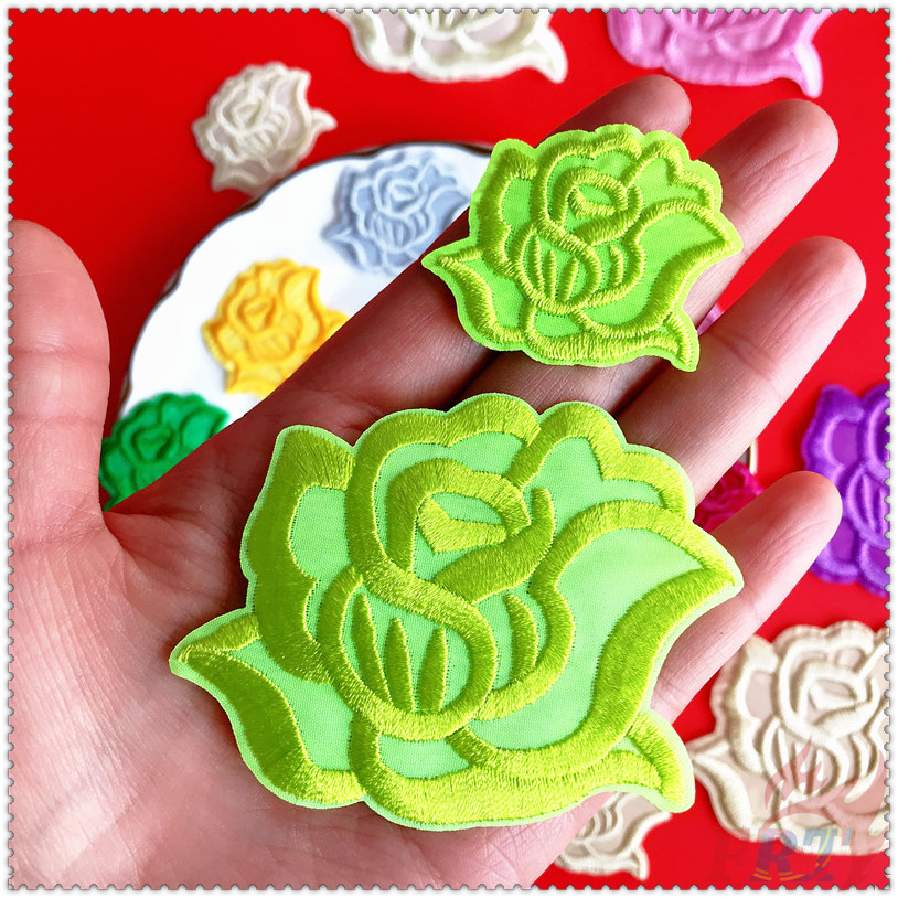 ✿ Sticker Ủi Thêu Hình Hoa Hồng Nhiều Màu Sắc ✿ 1 Miếng Vá Ủi Quần Áo Diy Hình Huy Hiệu S / M (17 Màu)