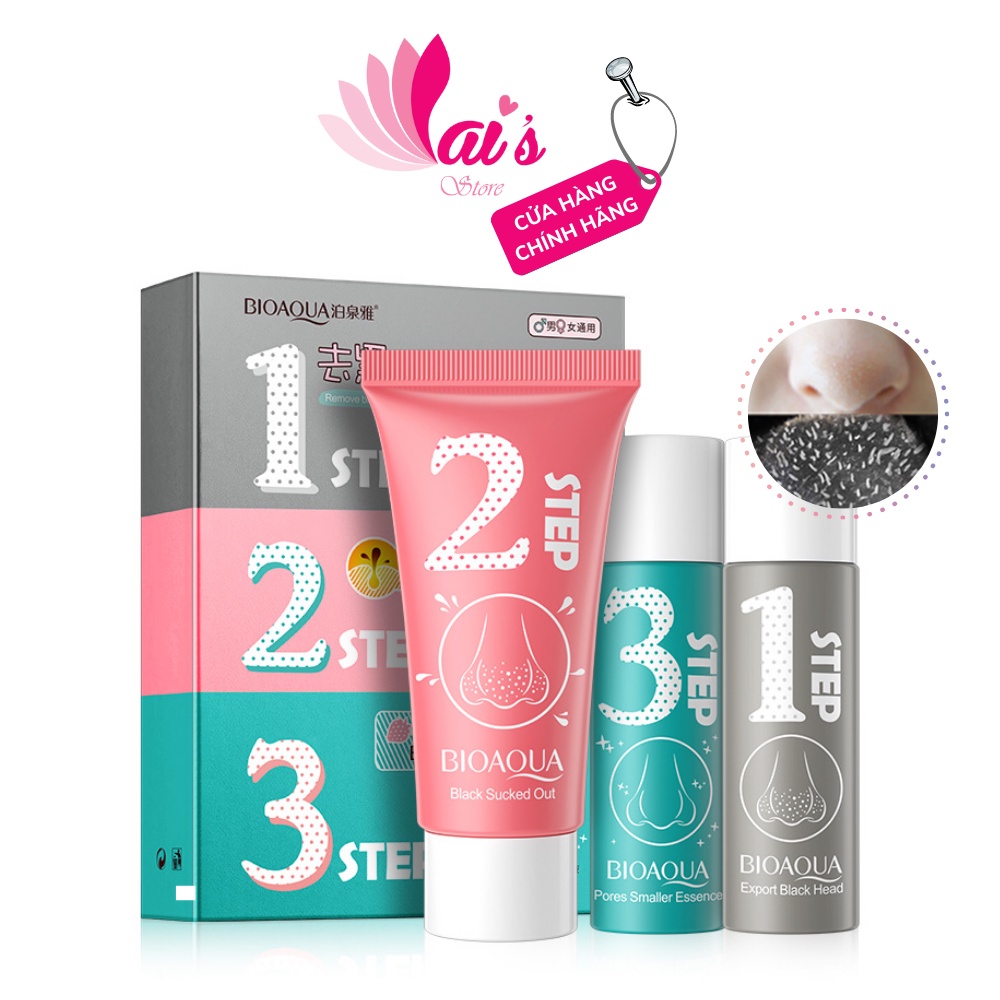 Bộ Lột Mụn 3 Bước Bioaqua Làm Sạch, Mụn Cám, Mụn Đầu Đen, Thu Nhỏ Lỗ Chân Lông Nội Địa Trung - LAI'S STORE