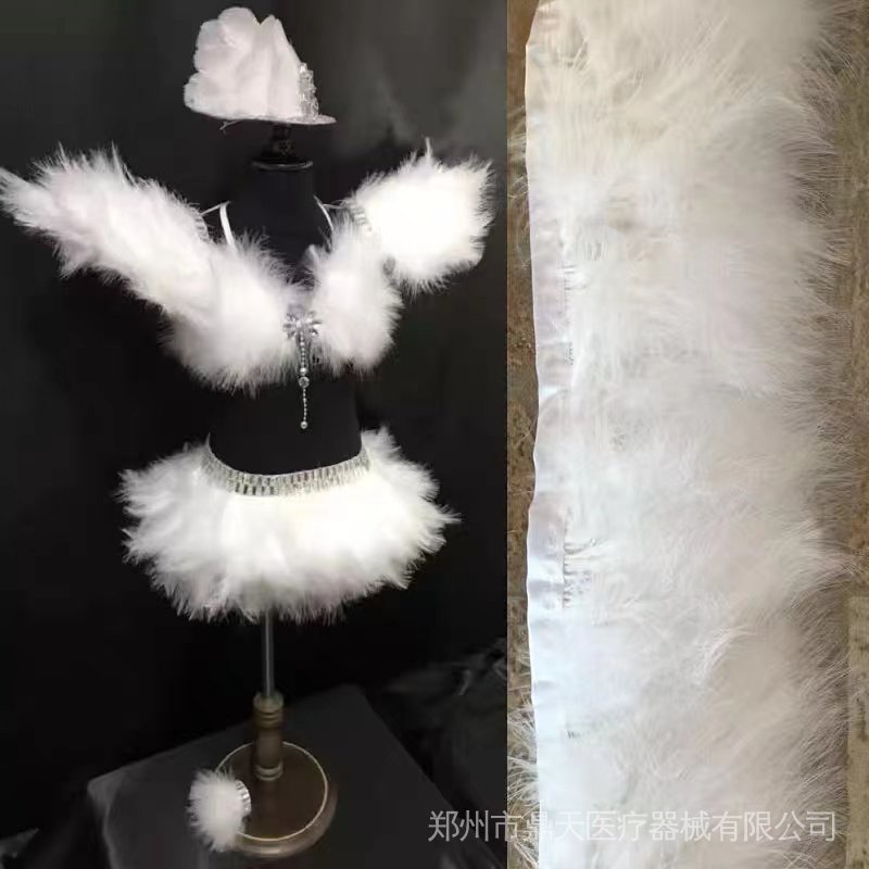 1 mét lông vũ marabou trắng mịn cắt viền rộng 7cm quần áo may thủ công mỹ nghệ trang trí mận