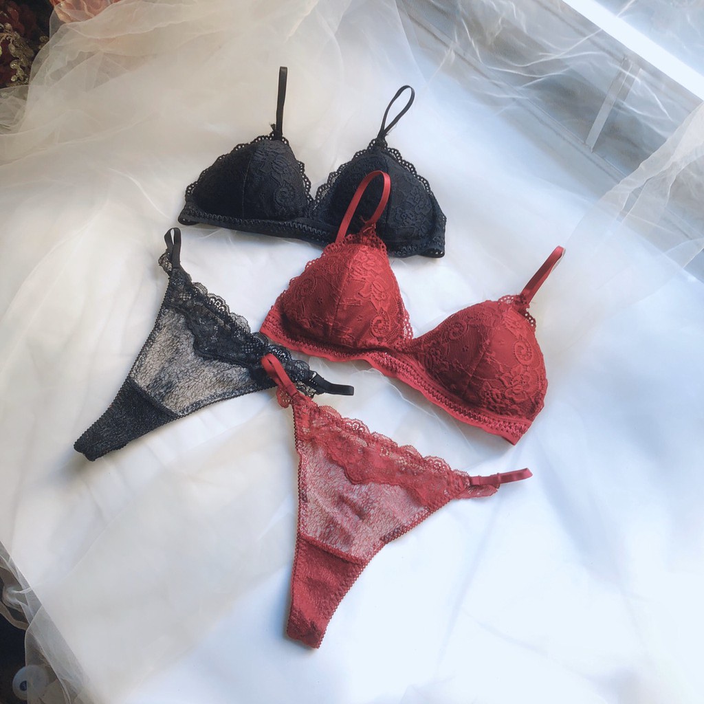 Bộ Đồ Lót Nữ Ren sexy, áo ngực không gọng đệm mỏng + kèm mút Hoa Đại Lọt Khe Sexy - Gợi Cảm | BigBuy360 - bigbuy360.vn