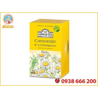 Trà thảo mộc hoa cúc túi lọc ahmad camomile & lemongrass - trà ahmad hoa cúc & sả hộp giấy bao thiếc 30g