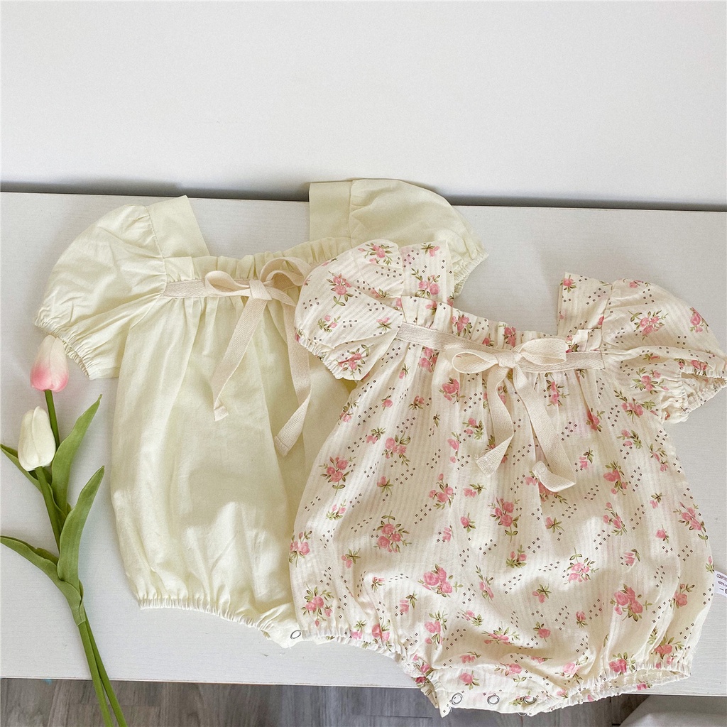 Áo liền quần in hoa dễ thương cho bé gái sơ sinh