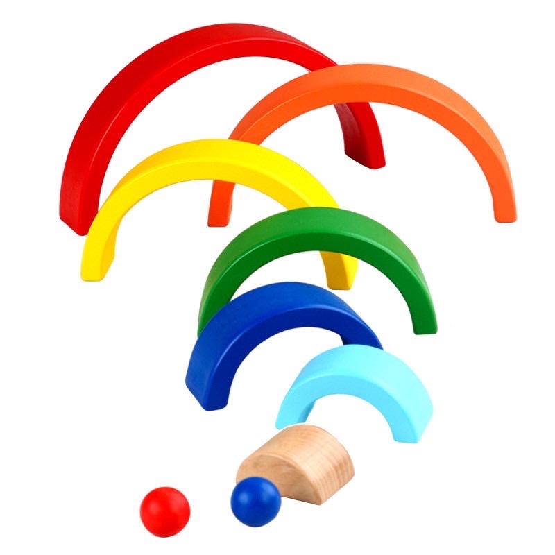 Đồ Chơi Xếp Hình Cầu Vồng - Đồ Chơi Gỗ Thông Minh