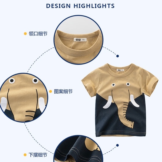 Soffny Áo Thun Tay Ngắn In Hình Hoạt Hình Dễ Thương Cho Bé Trai Bé Gái