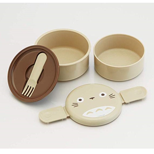 [Skater] Hộp Cơm Trưa Tròn 2 Tầng (Với Nĩa Nhỏ) /BENTO Totoro,H Hellokitty, Minion,Alien Disney Toy Story