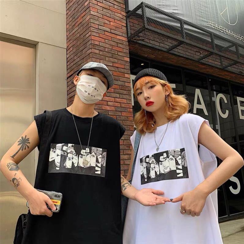 12.12 Áo thun Tanktop nam nữ unisex Naruto trắng đen basic, áo ba lỗ nam nữ chơi thể thao tập GYM