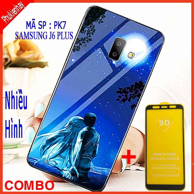 [Mã ELORDER5 giảm 10k đơn 20k] COMBO ỐP LƯNG SAMSUNG J6 PLUS (ốp lưng kính 3D + tặng kèm kính cường lực 9D)